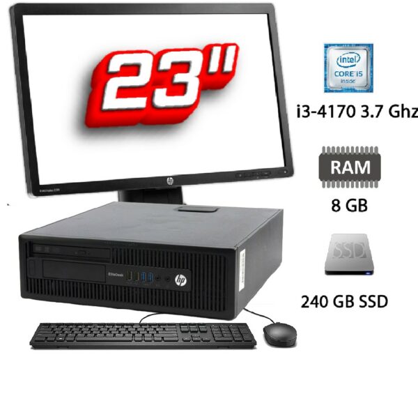 PC + Monitor de Segunda Mano: HP Prodesk 600 G1 Intel Core i3-4170 3.7 Ghz - 8 GB - 240 GB SSD  + TFT 23"