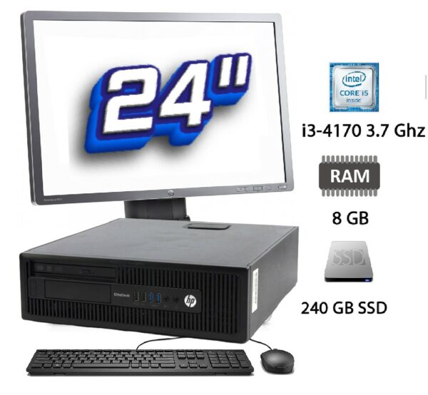 PC + Monitor de Segunda Mano: HP Prodesk 600 G1 Intel Core i3-4170 3.7 Ghz - 8 GB - 240 GB SSD + TFT 24"