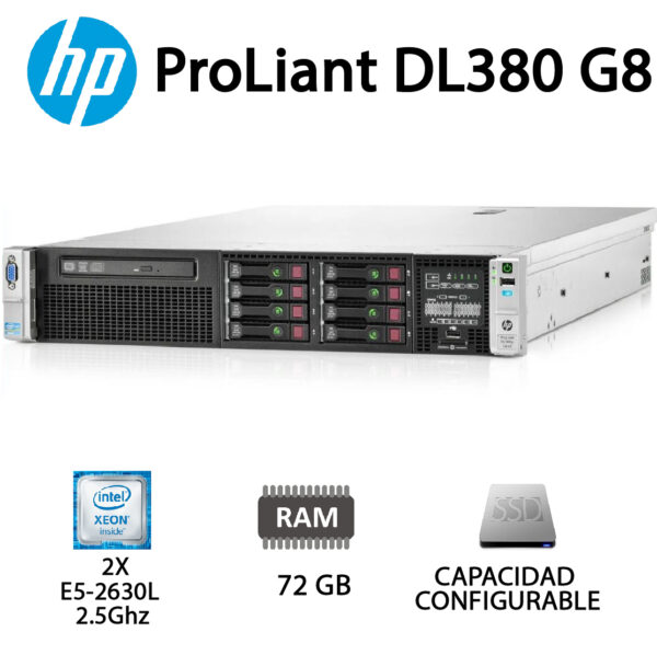 Servidor HP Proliant DL380P Gen8 2 X Intel Xeon E5-2670 2.93Ghz+ 72GB RAM + 2xPSU