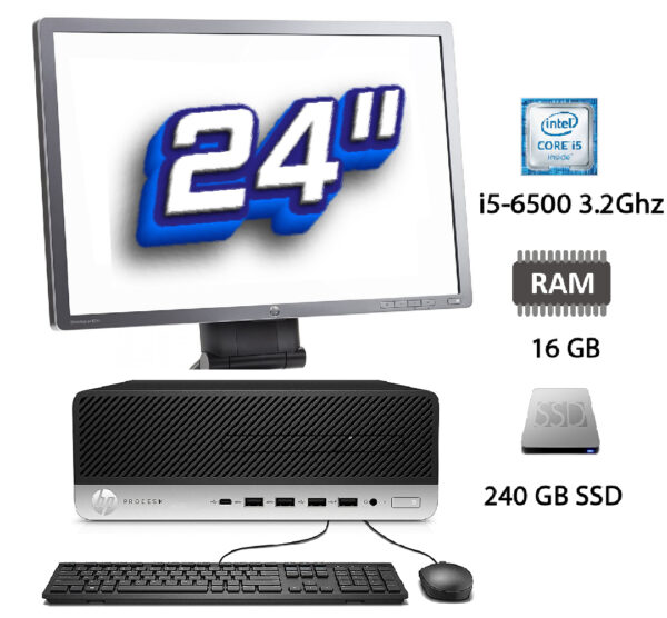 PC + Monitor de Segunda Mano: Hp Prodesk 600 G3 Intel Core i5-6500 3.2Ghz - 16GB - 240 GB SSD NUEVO