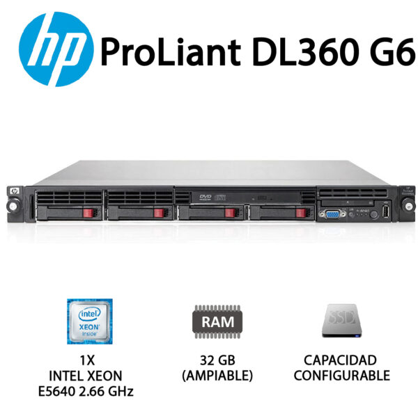 Servidor de Segunda Mano HP ProLiant DL360 G6+ 32Gb RAM DDR3 + H310 + 4x1Gb Serv + 1 POWER