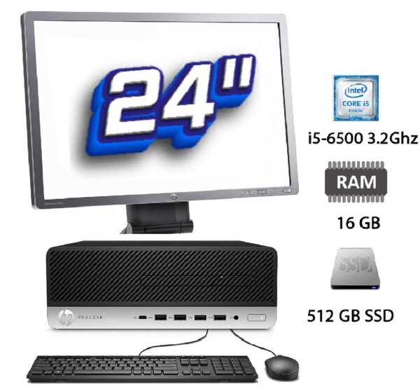 PC + Monitor de Segunda Mano: Hp Prodesk 600 G3 Intel Core i5-6500 3.2Ghz - 16 GB - 512 GB SSD NUEVO