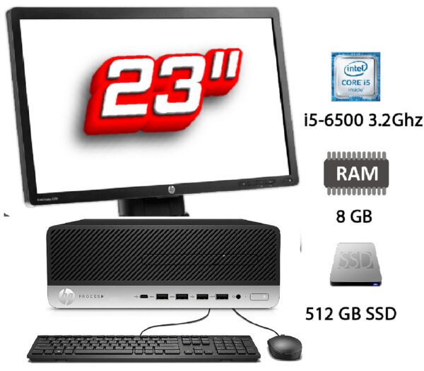 PC + Monitor de Segunda Mano: Hp Prodesk 600 G3 Intel Core i5-6500 3.2Ghz - 8GB - 512 GB SSD NUEVO