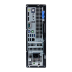 Vista trasera de una computadora Dell OptiPlex 7090 que muestra los puertos de conexión, incluyendo dos DisplayPort y un puerto HDMI opcional.