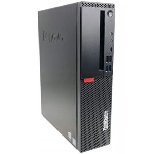 Vista frontal del Lenovo ThinkCentre M720s SFF mostrando el botón de encendido, la rejilla de ventilación, la unidad óptica y los puertos USB y de audio.