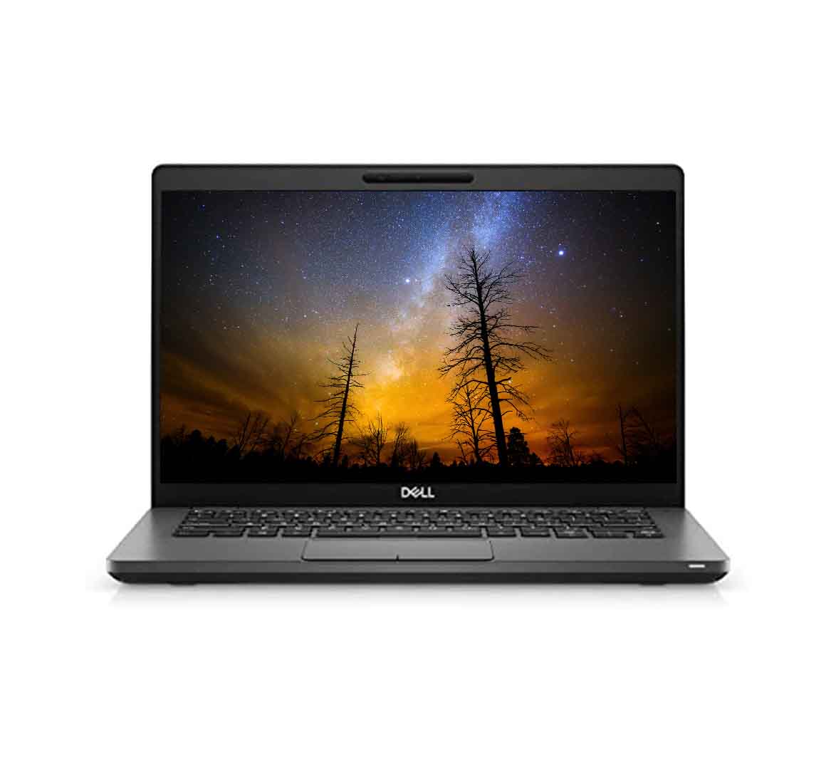Dell latitude 5400 Dell Latitude 5400 de 14 pulgadas en color gris oscuro metálico, vista frontal con el teclado retroiluminado y el logotipo de Dell en la tapa, diseño profesional y robusto para oficina