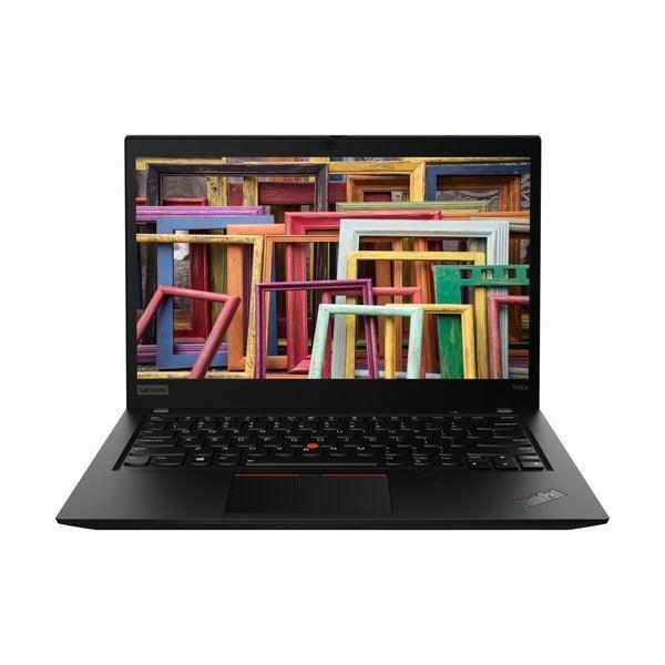Portatil Lenovo ThinkPad T490s i7 de 14 pulgadas abierto de frente con pantalla encendida